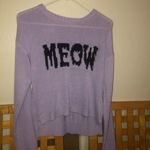 Purple Meow Girls Sweater